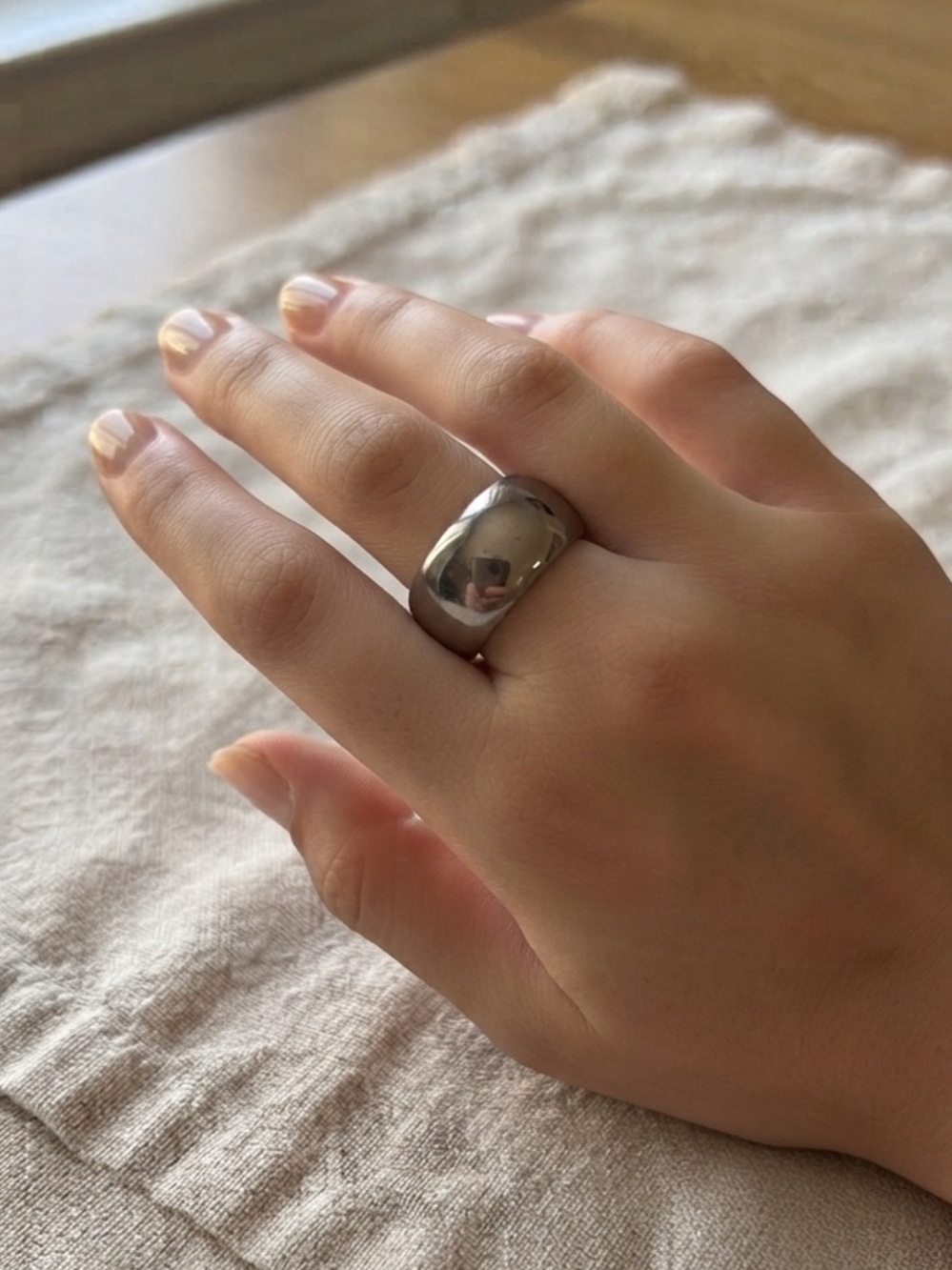 Silver Wide Dome Band Ring Hypoallergenic Minimalist Modern 9mm